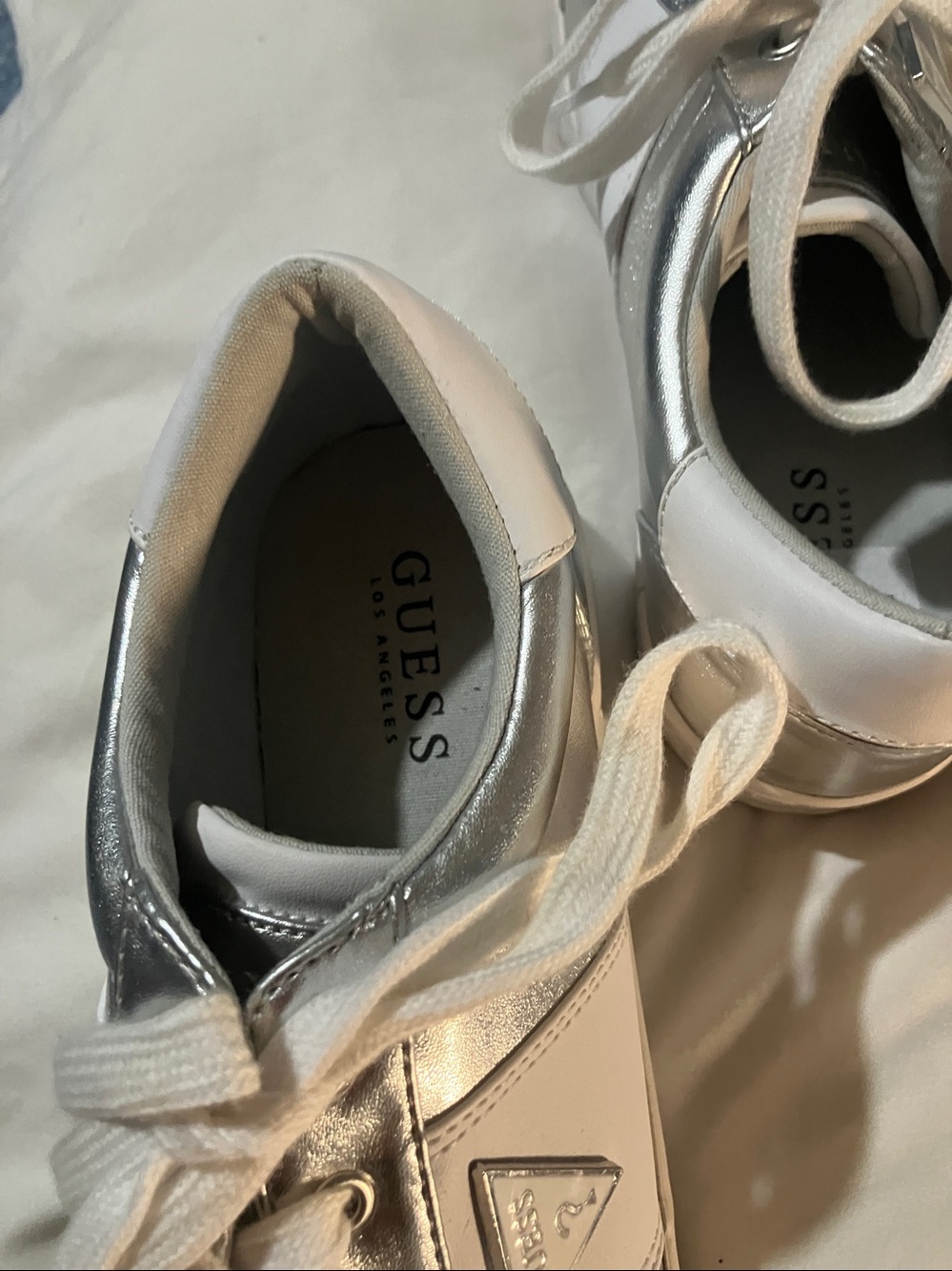 Guess Silver Metallic Low-Top Sneakers - Picture 3 of 5